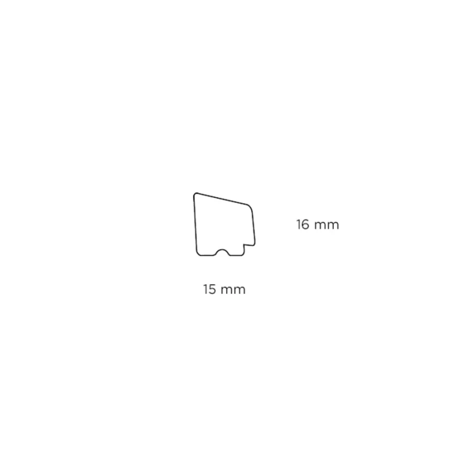 Glasliste hvid - 16 x 15 x 3000 mm